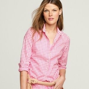 J.Crew pink gingham button down xs
